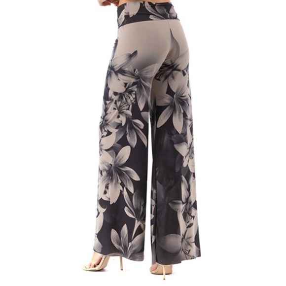 Lily Print Palazzo Lounge Beach Pants NWT - Picture 10 of 13